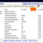Object Explorer Details – SSMS – SQL Server