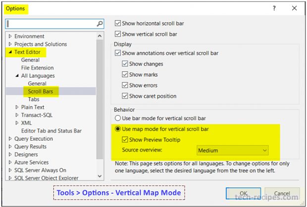 Vertical Map Mode - SSMS - SQL Server