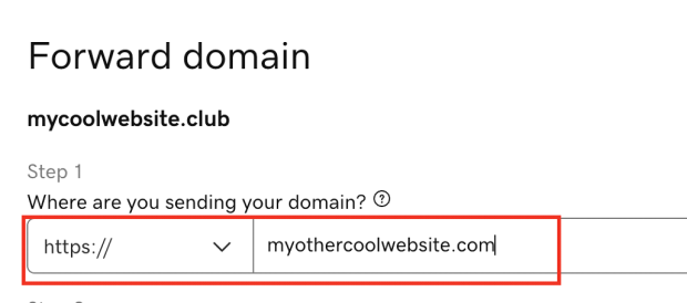 GoDaddy Domain Forwarding Step 7