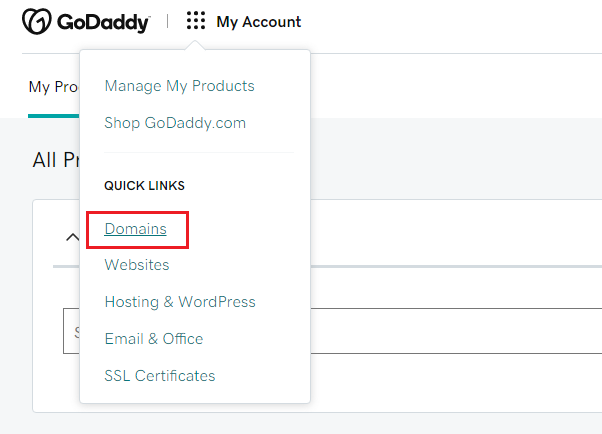 Transfer domain to GoDaddy Step 1