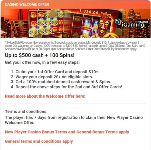 Leo Vegas Canada Welcome Bonus