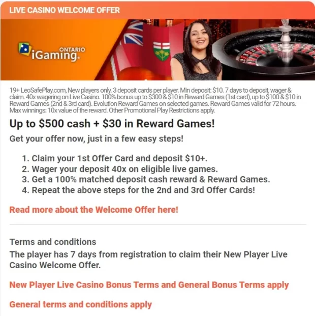 Leo Vegas Live Casino Bonus
