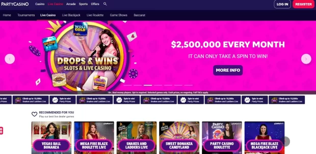 Party Casino Drops and Wins