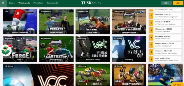 Tusk Casino Vitrual Games
