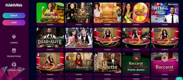 Kahuna Casino Live Games