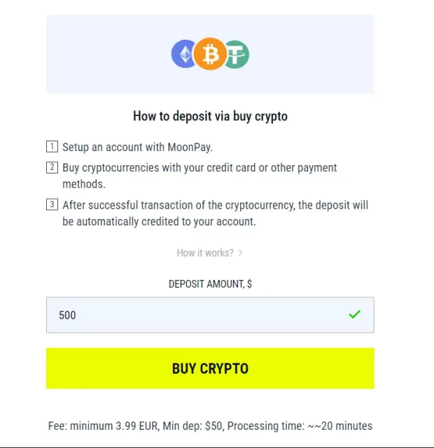 Rabona Deposit via Crypto