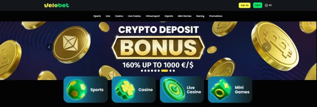 Velobet Crypto Welcome Bonus