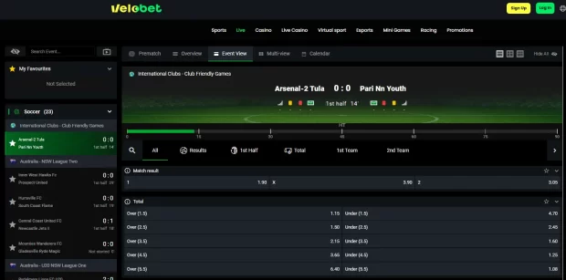 Velobet Live Sports betting