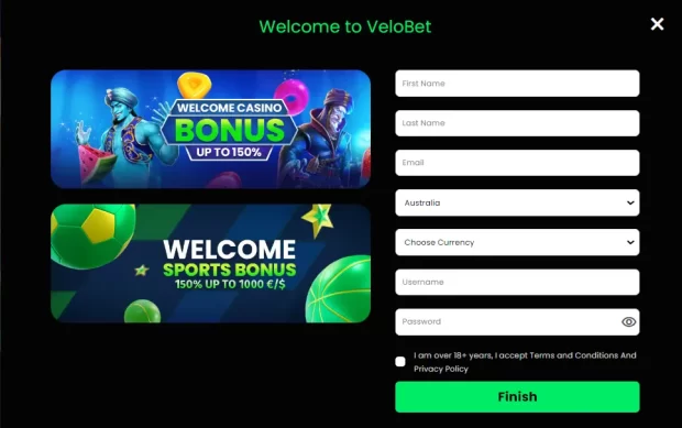 Velobet Registration