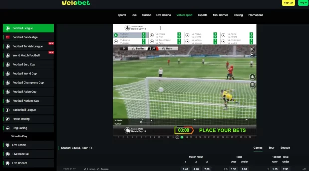 Velobet Virtual Sports betting