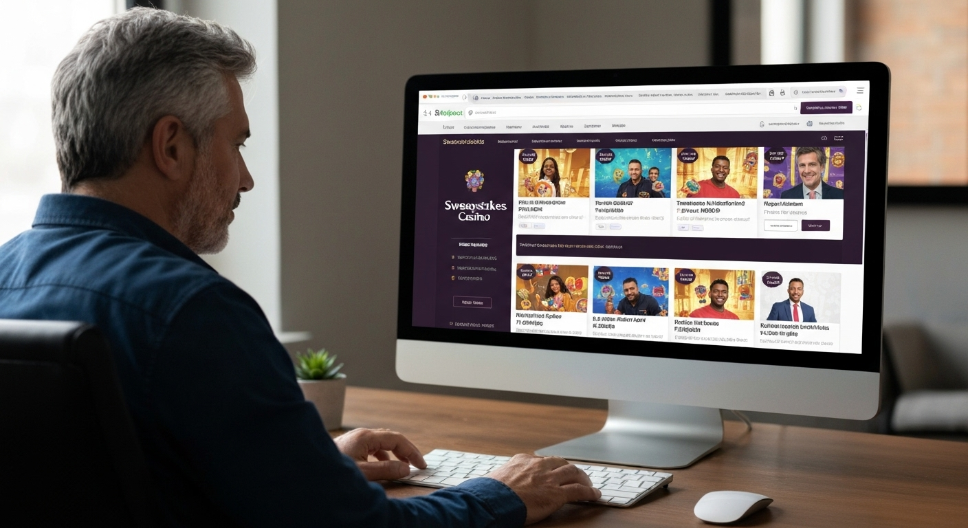 User browsing casino website