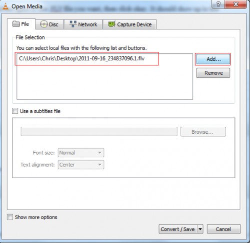 VLC Media Player Add File Conversion
