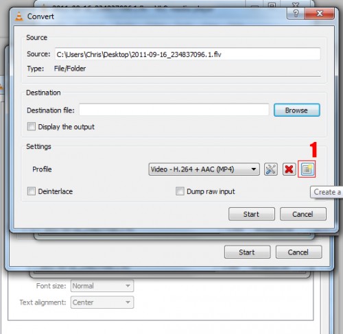 VLC Media Player Create New Profile