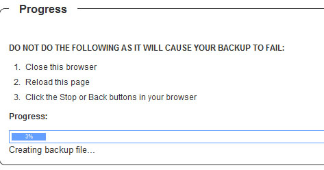 WB Backup Progress