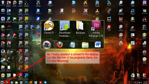 Ordinary Looking Taskbar Shortcut