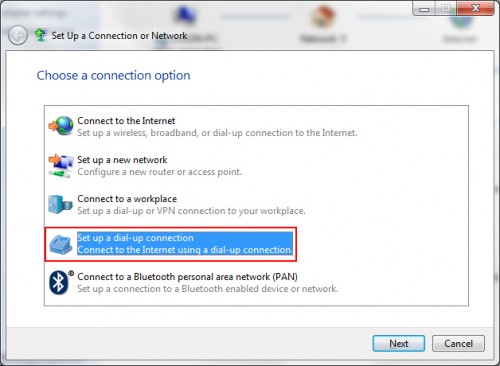 Set up a dial-up connection