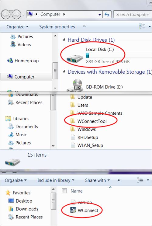 Wconnect steps to connect to the re-connection utility