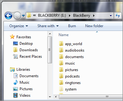 navigation of blackberry on XP