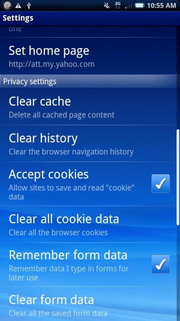 clear cache screen