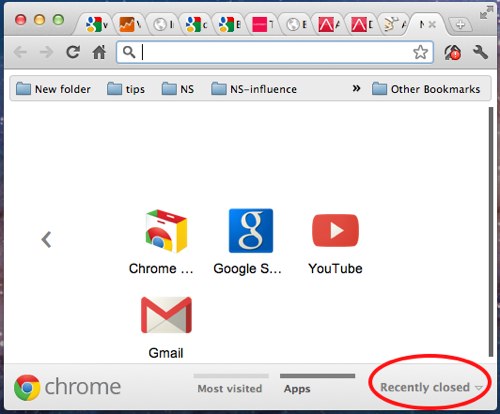 Google Chrome: Reopen Closed Tabs