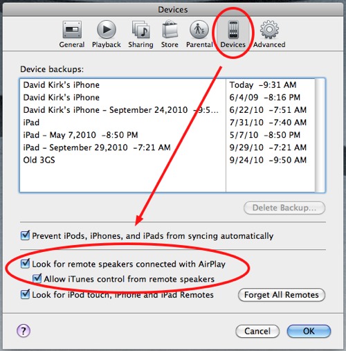 enable airplay in itunes