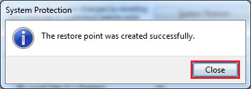 restore point created