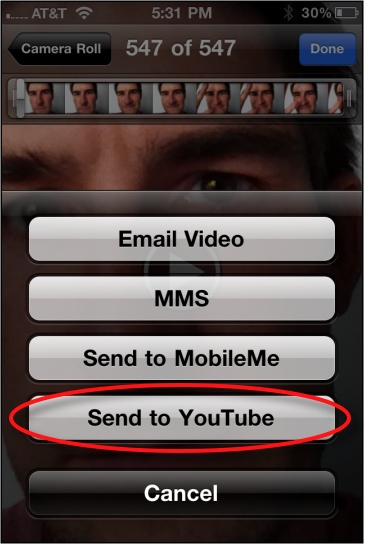 click send to youtube