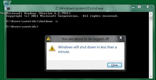 shutdown command on windows 8