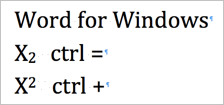 what is the keyboard shortcut for subscript and superscript